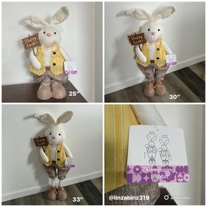 NWT- Adorable 25”-33”H Telescopic Easter Bunny Greeter w/ - Happy Easter Sign